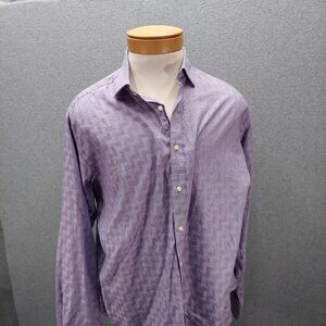 Jack Stone Shirt Thomas Dean Mens XL Purple  Plaid Button Up Long Sleeve Casual